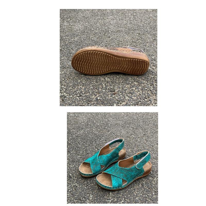 Plus Size Wedge Platform Sandals Summer Fish Mouth Velcro Beach Open Toe Sandals