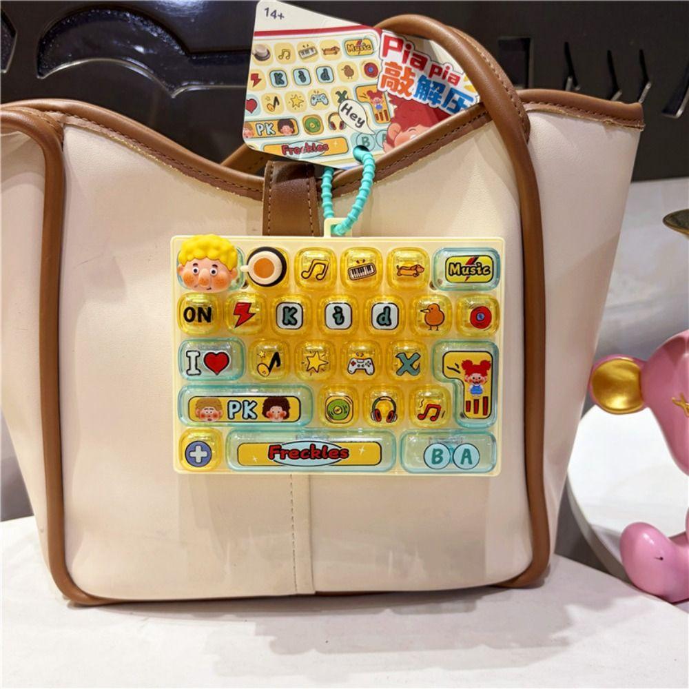 26-key Stress Relief Decompression Toy Clear Key Sounds Keyboard Toy Press Button Toy  Bag Pendant