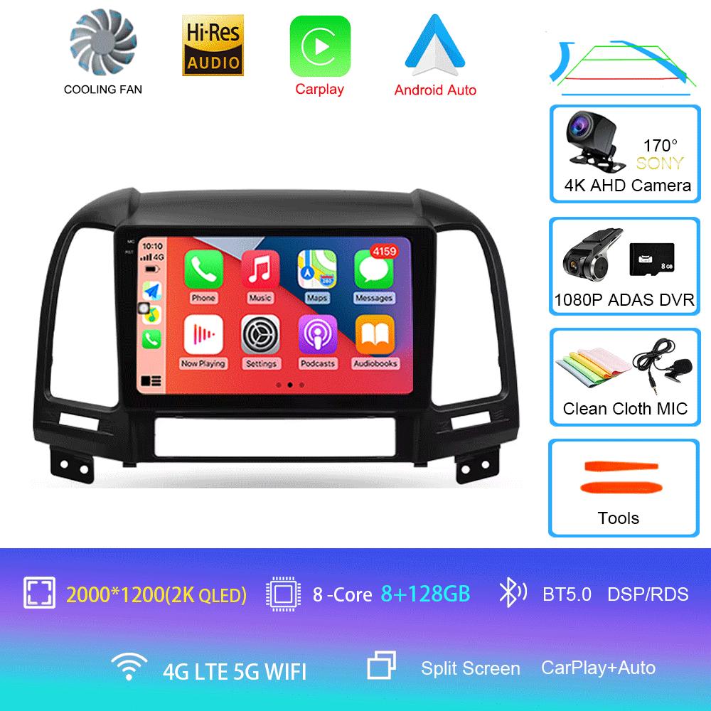 Car Radio Android 14 Carplay Auto 2K Screen Multimedia Player For Hyundai Santa Fe 2 2006-2012 Autoradio Stereo 2din Head Unit