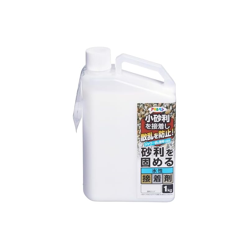 Asahi Paint Water-Based Adhesive for Hardening Gravel, 1kg, Transparent Clear, Prevents Gravel Scattering, Container with Shower Head, for Entrances,