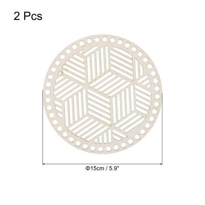 2Pcs Wooden Basket Bottoms Circle Base Wood Color Pad for DIY Knitting Crochet Bottom Accessory DIY Weaving Basket Base