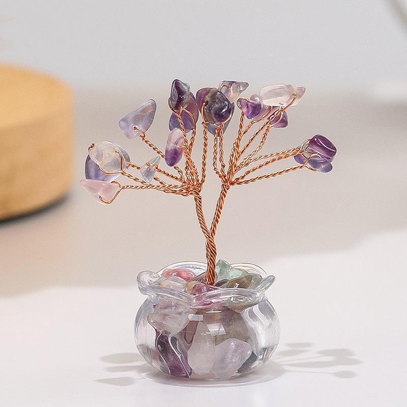 

Natural Yellow Crystal Money Tree Mini Ornament With Red Agate Office Desk Decor Cartoon Style Feng Shui Decoration різнокольоровий