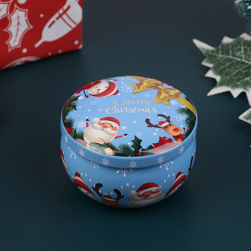 1Pcs Christmas Metal Tin Jars Coffee Tea Spice Candy Jewelry Storage Case Candle Making Containers Decorations Boxes