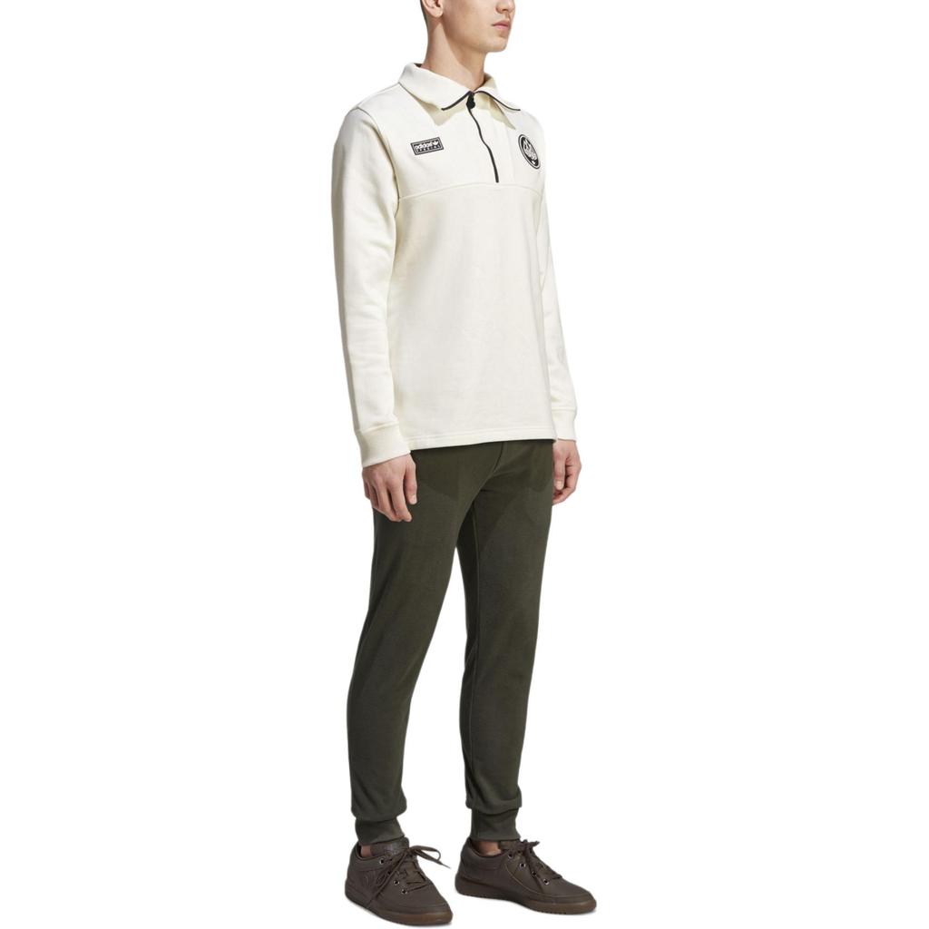 Adidas Originals Trefoil X Spezial SS23 Solid Logo Embroidered Stand Collar Half-Zip Sweatshirt Men Tops White IC0124