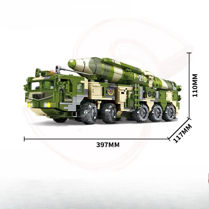 1174pcs Military Series DF-21D Ballistic Missile Transport Vehicle Assembly Building Blocks Children's Toys No Box