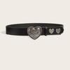 Solid Color Retro Summer Punk Leather Belt With Heart Snap Closure Look Trendy
