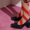 College Style Women Middle Tube Socks Japanese Cute Harajuku Hollow Out Breathable Stripes Vintage Streetwear Hosiery