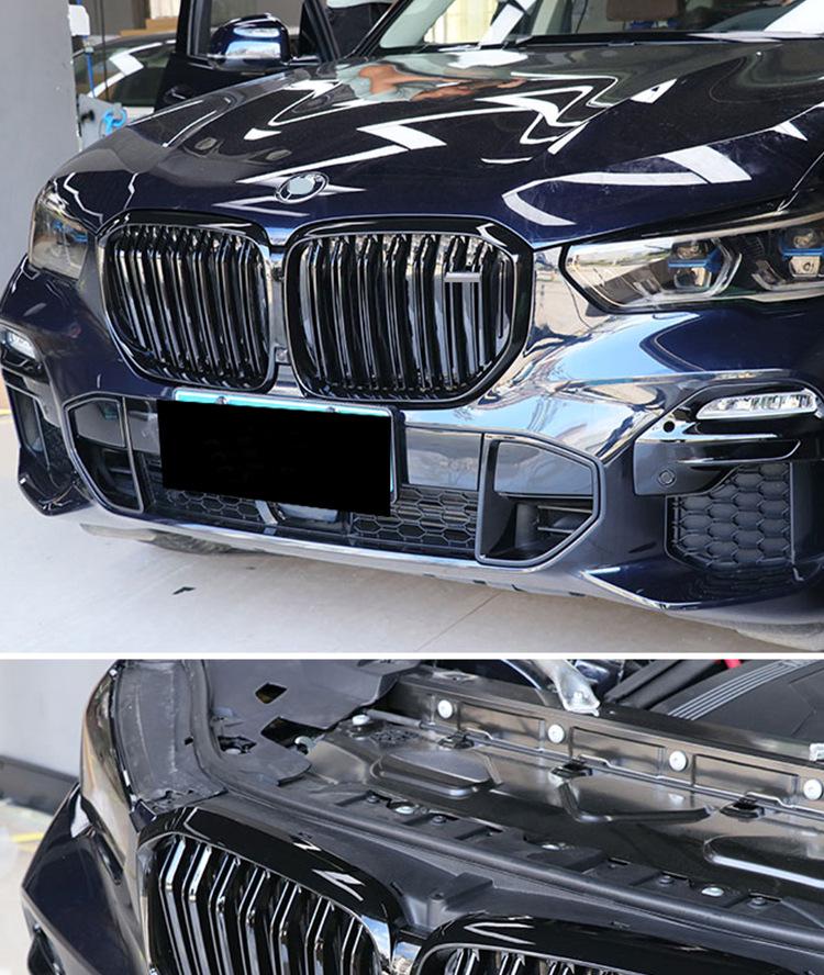 Glänzend Schwarzer Kohlefaser-Kühlergrill für Vor-Facelift BMW X5 G05 - Einzel- oder Doppellinien-Stil