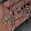 Gothic Cross Spider Skeleton Necklace Set, Punk Cool Girl Jewelry, Dark Clavicle Chain, Trendy Halloween Gift For Women