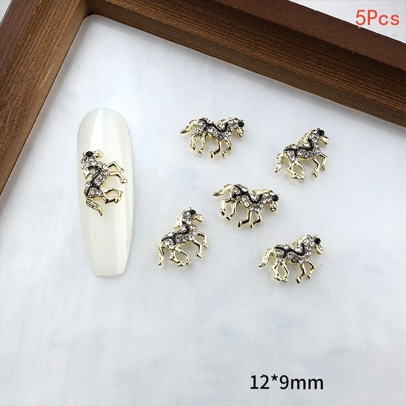 10 Stück Legierung Pony Nagelkunst-Anhänger 3D Kleines Pferd Nagelzubehör DIY Schmuck Maniküre Dekoration Jahr des Pferdes Nagelbastelarbeiten