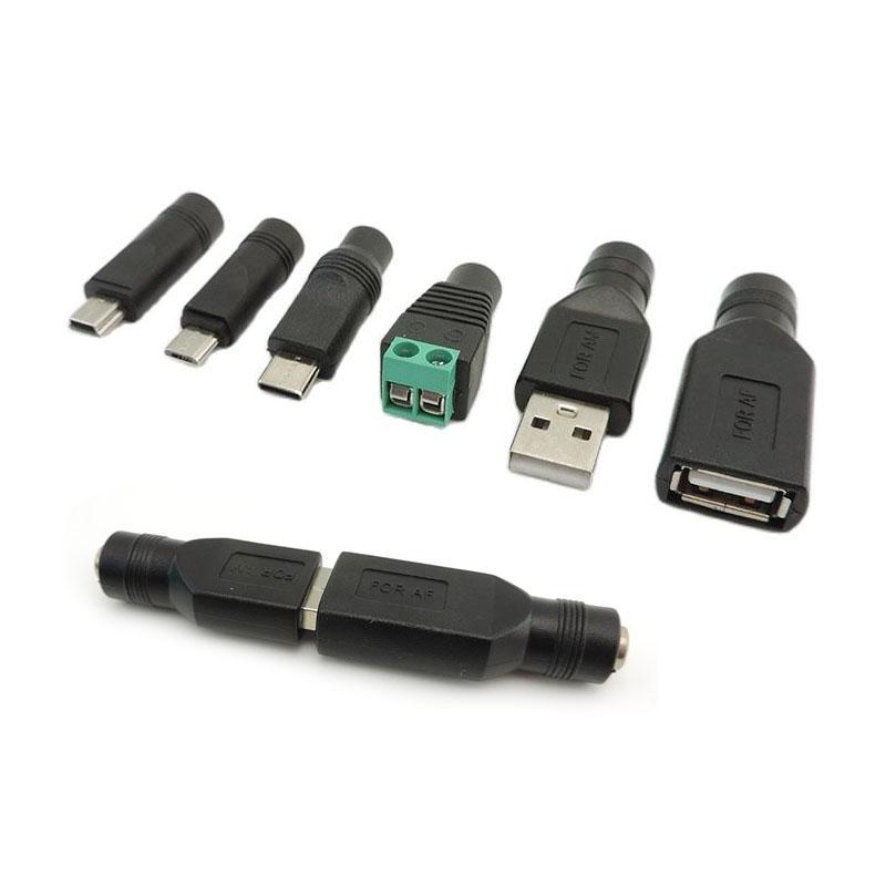USB Mini 5pin A Male Female Mirco Type C To Dc Female Connector 5.5x2.1mm Power Charger Converter Adapter Jack Plug for Laptop