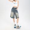 Street Casual Y2K Loose Wide-leg Denim Shorts Five-point Baggy Jeans Women's All-match Straight Summer Hot Shorts