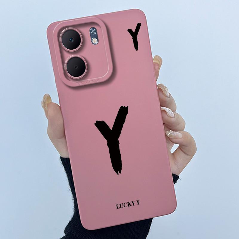 For OPPO A5x CPH2725 Cover Case Lucky Initial Letter Couple Silicone Soft Matte Phone Bumper for Oppo A5x 4G 5G 2025 Casing