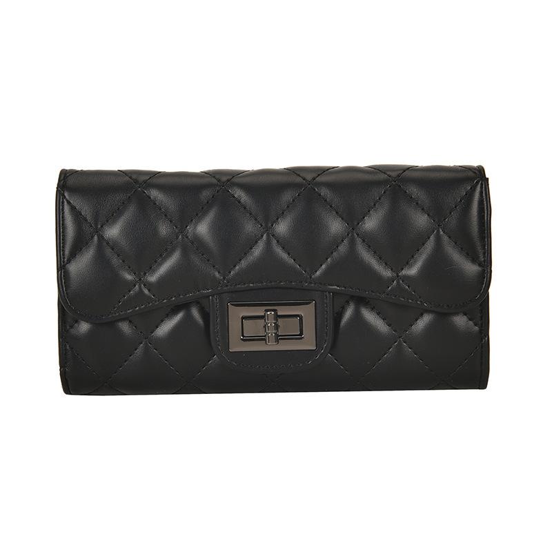 Large wallet generation high-quality rhombus sheepskin wallet three-fold niche long handbag 7494₽