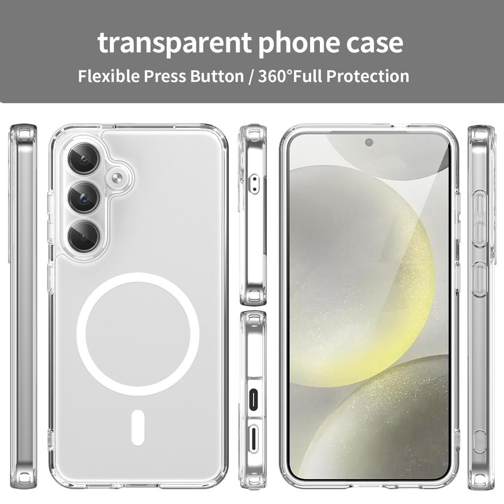 For Samsung Galaxy S25 FE Phone Case, Magnetic Shockproof Transparent Cover for Samsung Galaxy S25 FE