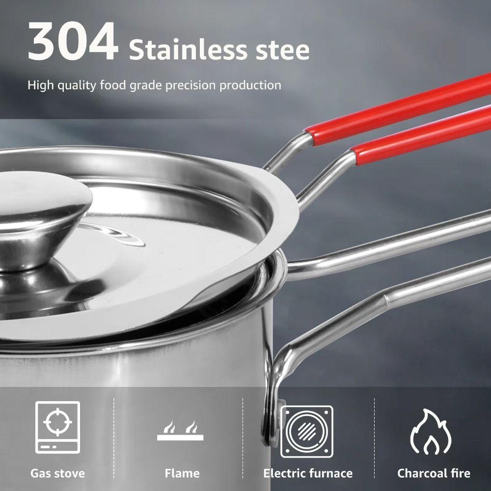 With Lid Deep Fryer with Strainer Detachable Handle Milk Warmer Pot Frying Basket  French Fries