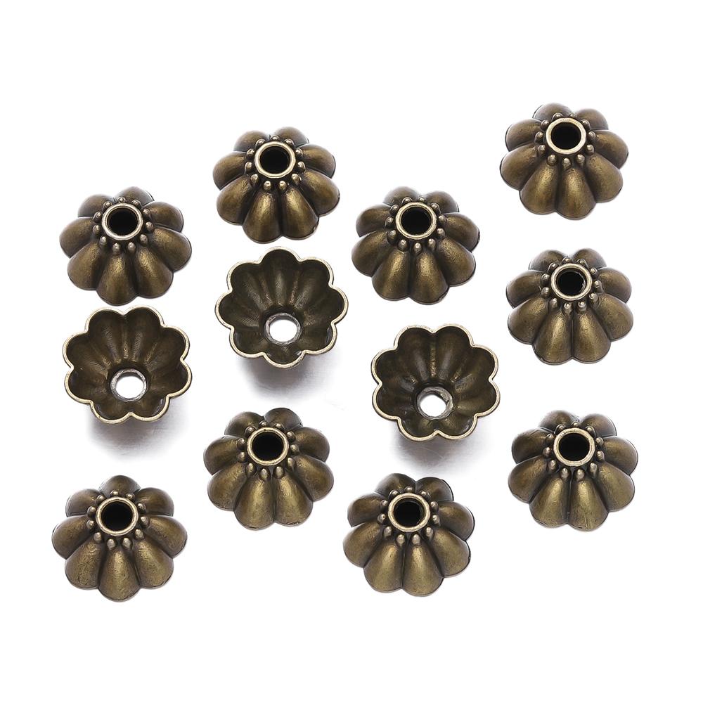 10pcs/Lot Antique Silver Color Alloy Leaf Flowers Bead End Caps for Jewelry Making Needlework Spacer Bead Caps DIY Accessories