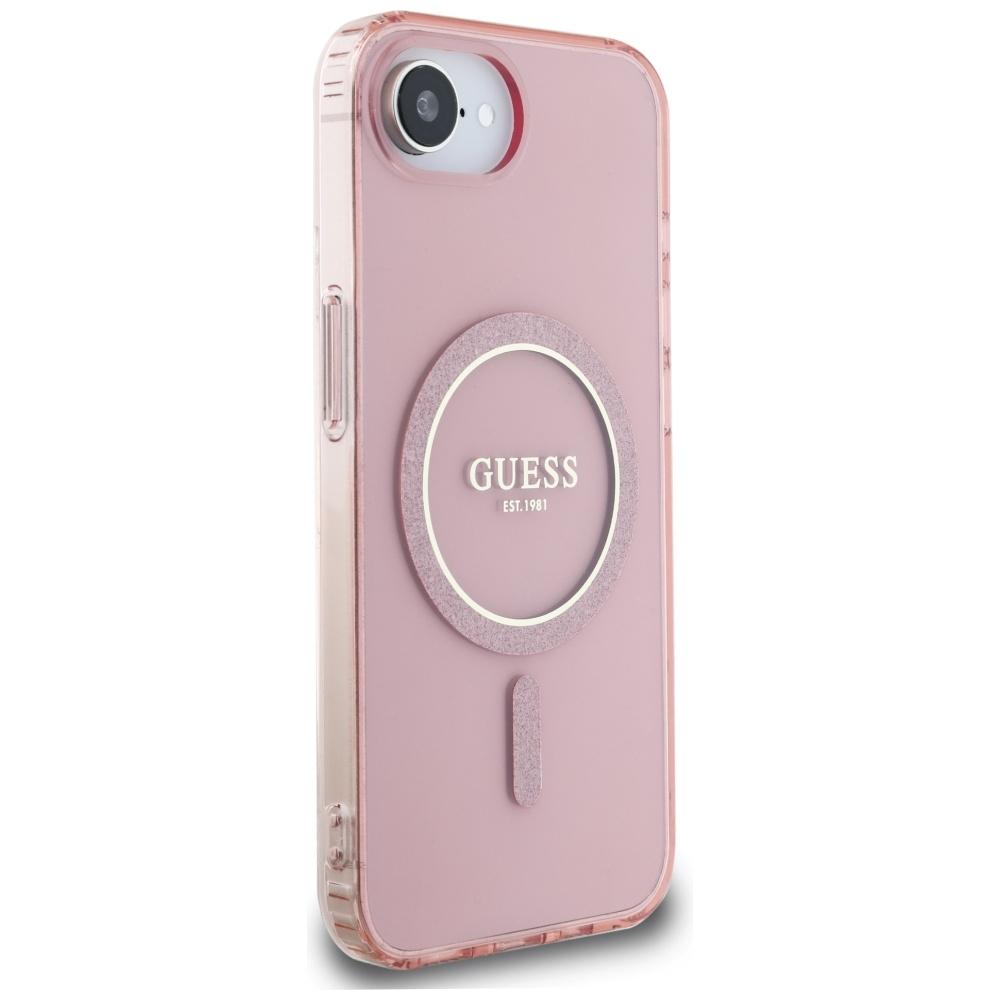 Coque Guess IML Glitter Circle MagSafe pour iPhone 16e / 17e Rose