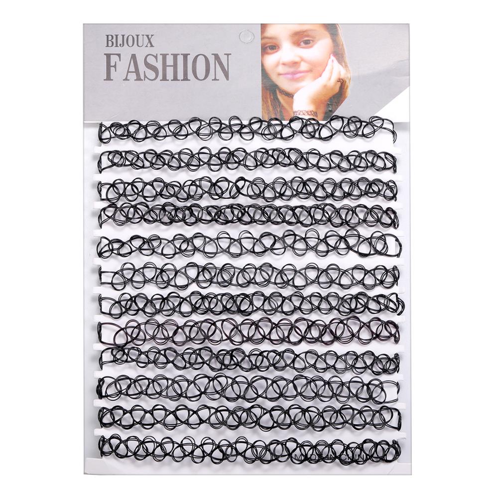 ZS 12ks Vintage Stretch Choker náhrdelník Lady Girl Tattoo Choker náhrdelník Punk Retro gotické elastické náhrdelníky pro ženy