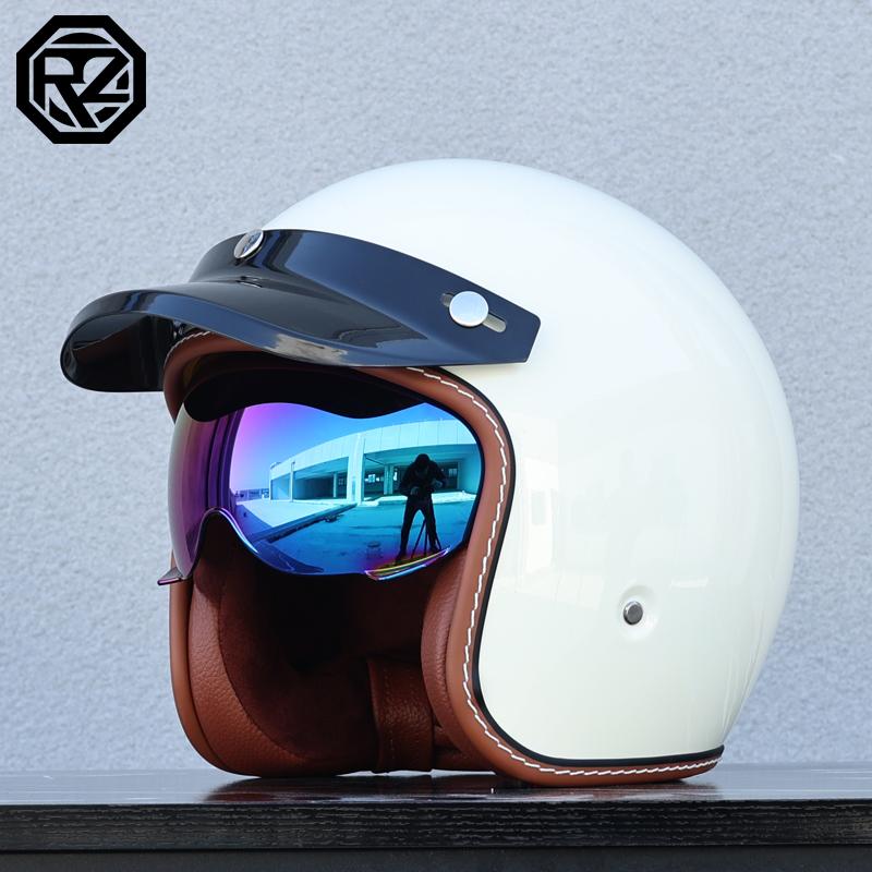 Lightweight Vintage Motorcycle Helmet With Visor Motorbike Riding 3/4 Open Half Helmet Retro Casco Moto 3C & Dot