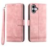 DIERFENG DF-03 For iPhone 17 Case Lines Imprint Wallet Leather Phone Cover with Wrist Strap