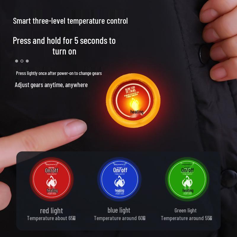 Carbon Fiber Heated Winter Cotton Clothing Set with Three-Speed Temperature Control