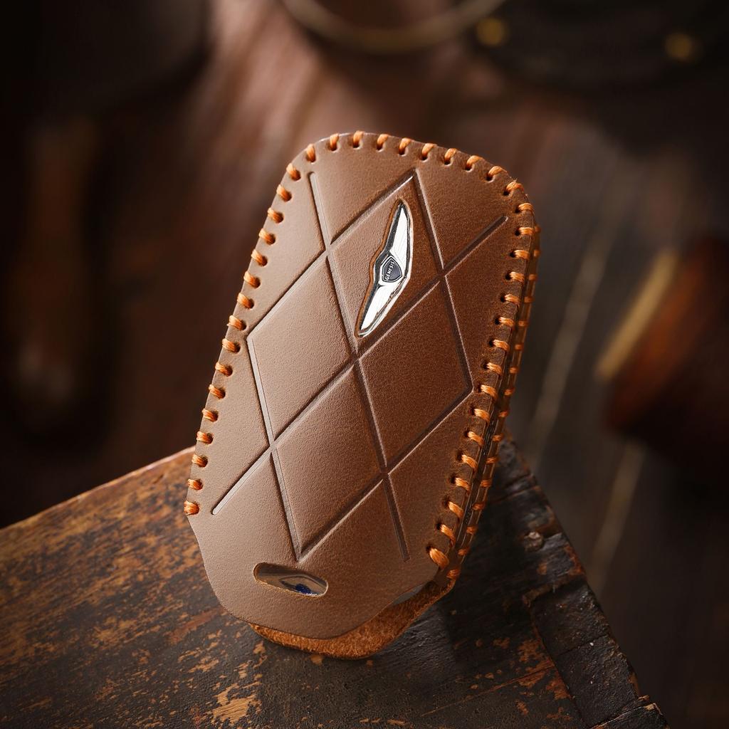 Retro Schlüsselhülle für Genesis GV60 GV90 Lawns Leder Autoschlüssel Schutzhülle Hülle