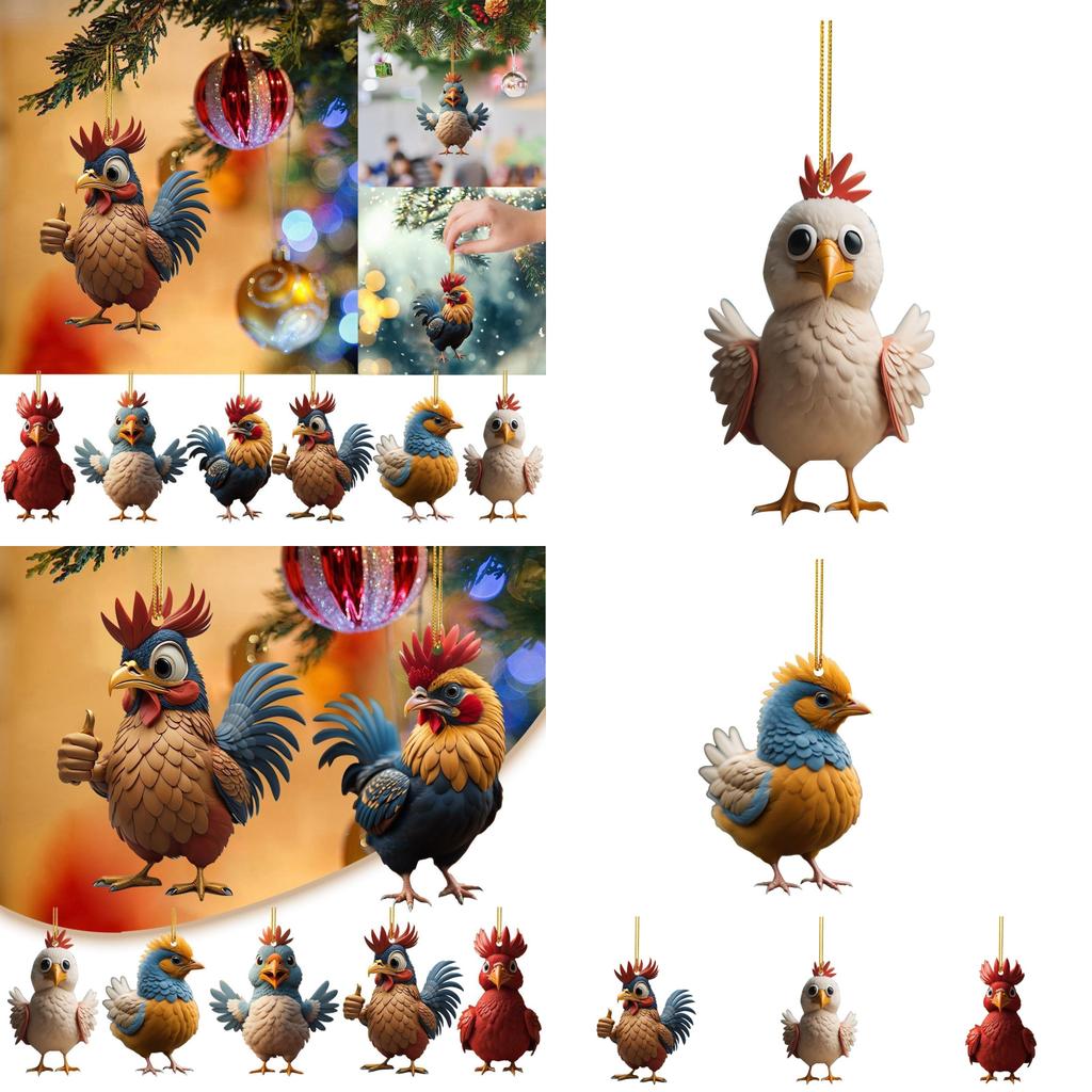 Delightful Acrylic Christmas Tree Chicken Ornament For Car Interior And Home Decor