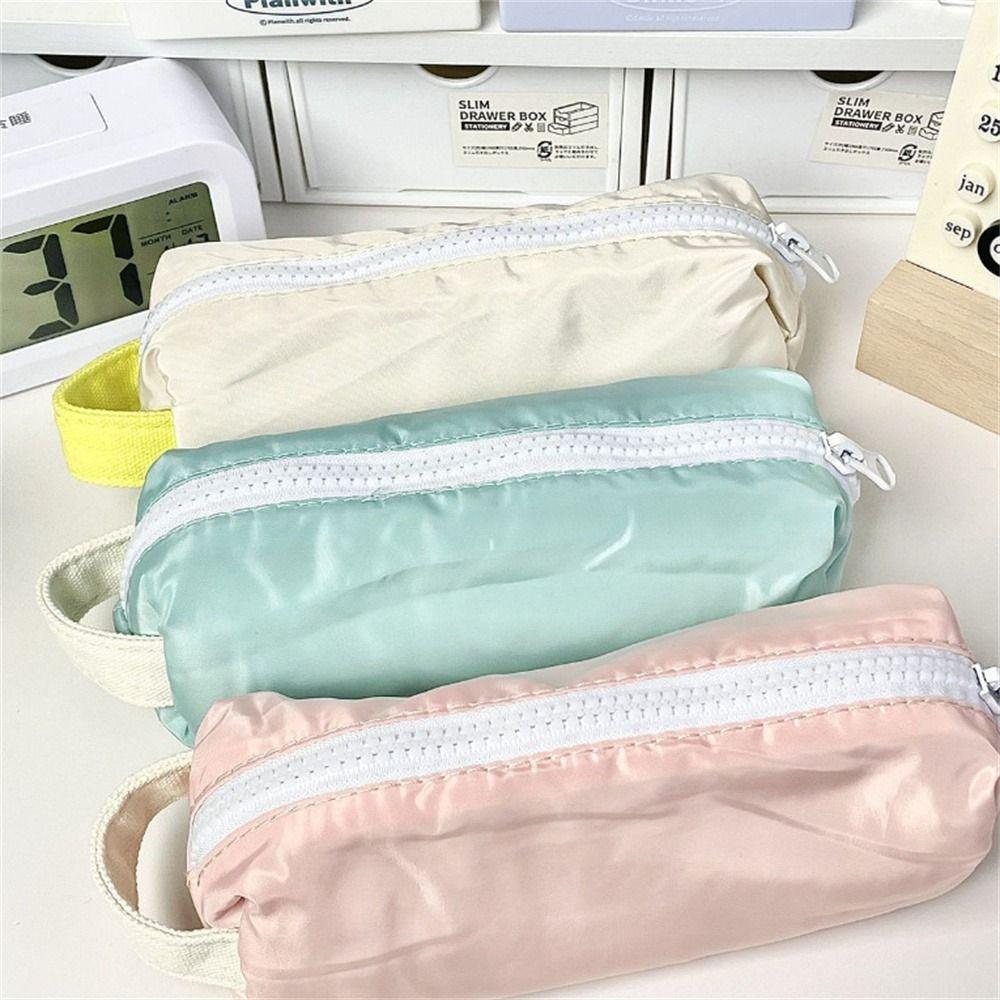 Cremefarbene Federtasche Große Kapazität Schreibwaren-Aufbewahrungstasche Ästhetische Bleistifttaschen für Mädchen