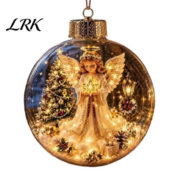 Led Glass Ball Decorations Lighted Christmas Ornament with Warm LED Lights, Retro Metal Cap Decorative Ornaments Transparent for Holiday Tree