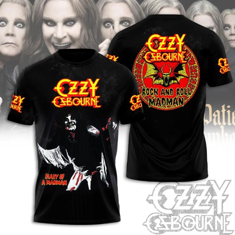 Summer Adult Hot Rock Ozzy Band 3D Printed Graphic Men's and Women's T-Shirts Hip-Hop Style Short-Sleeved Sports Shirt