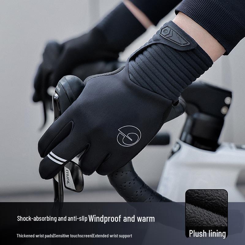 Unisex Fleece Cycling Gloves for Autumn & Winter – Warm, Non-Slip, Outdoor Sports Glove for Road Biking (DB75)