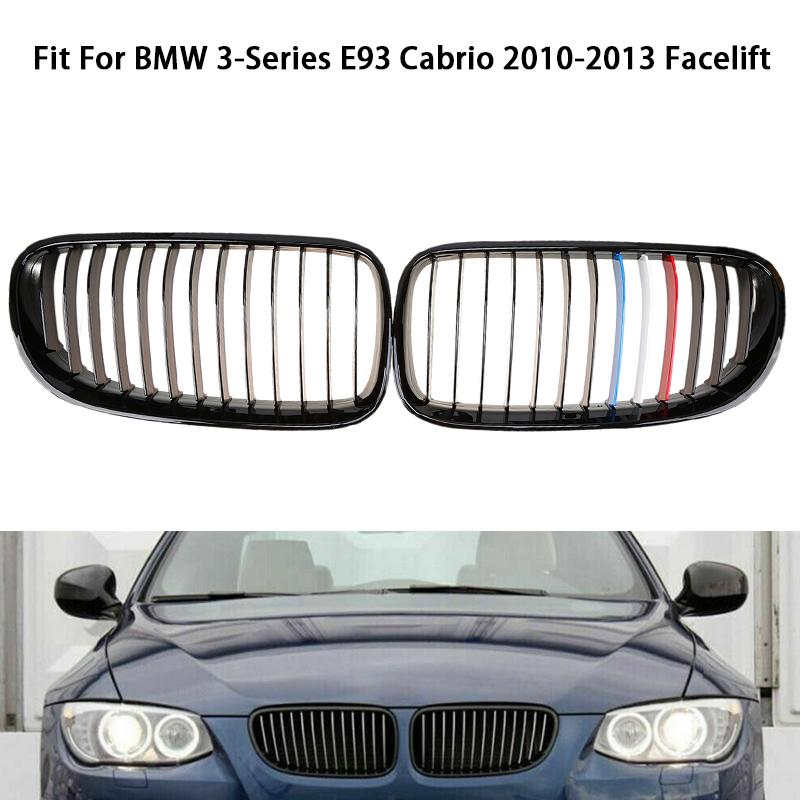 Front Bumper Hood Grills Glossy Black Single Slat Racing Grill Car Accessory For BMW 3-Series E92 E93 Coupe Cabrio 2010-2013 Facelift