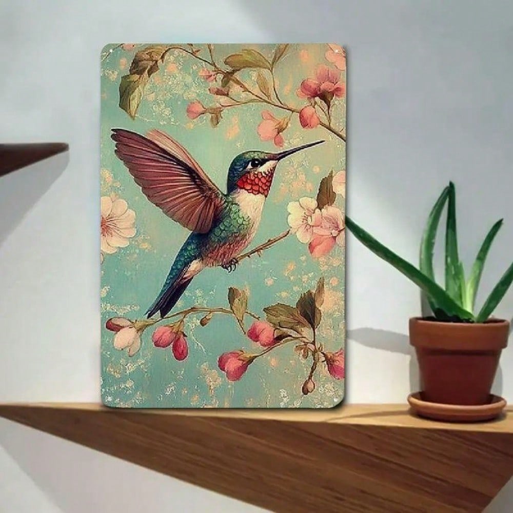 

Tin Metal Sign Vintage Hummingbird Retro Wall Decor x Inch Rustic Home Bar Garage Cafe Durable Metal Art 20x30cm