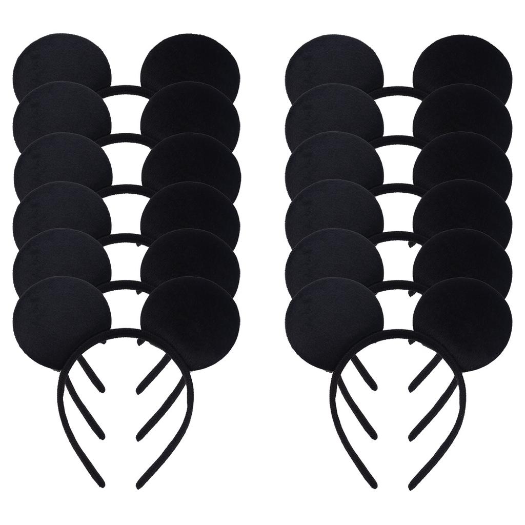 12 Stück Mausohren Stirnband Mädchen Festival Stirnbänder Schwarze Pailletten Schleife Haarband Kinder Geburtstagsfeier Haarschmuck Geschenk