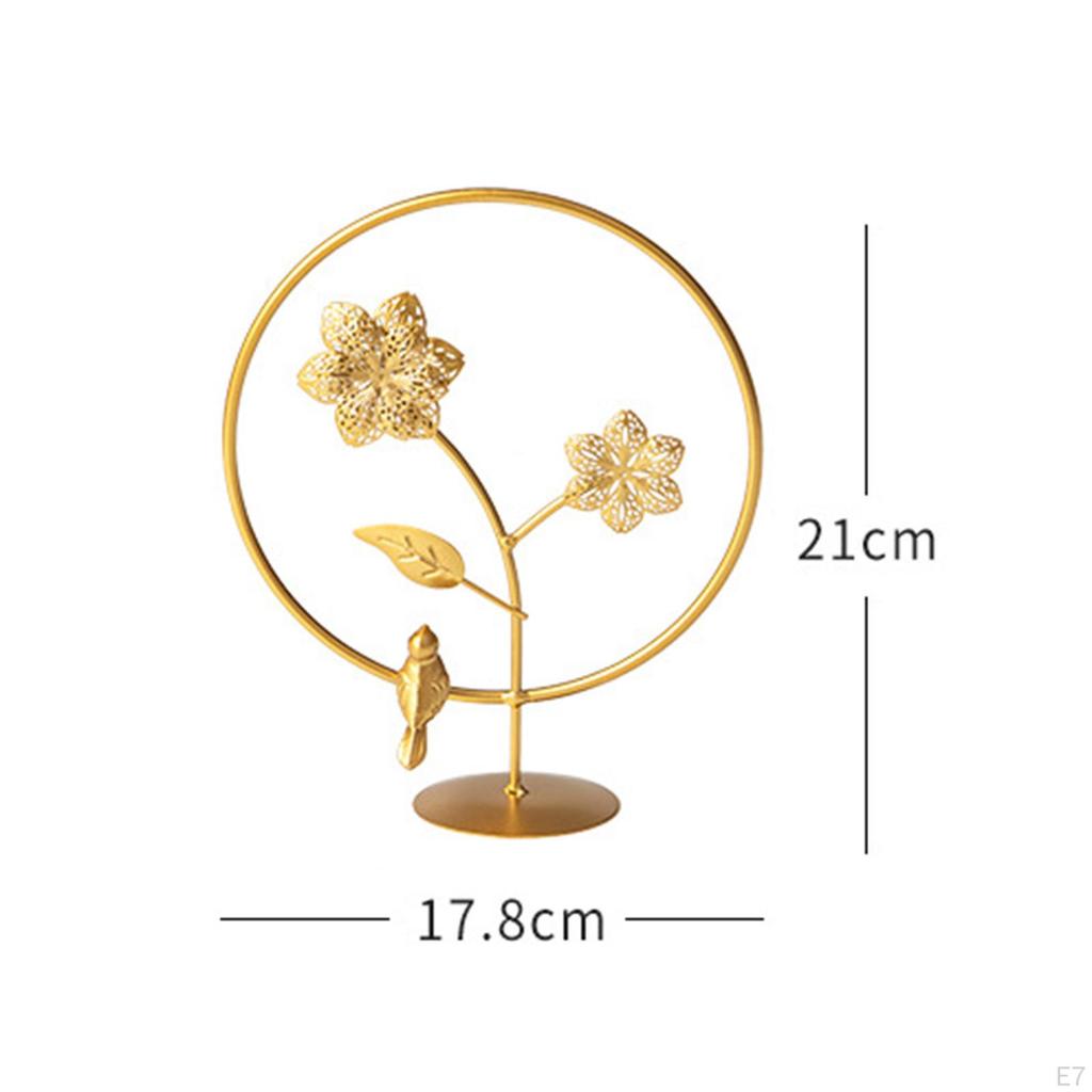 Flowers Sculpture Desk Figure Iron Crafts Metal Statue Figurine for Housewarming, Home, Spring