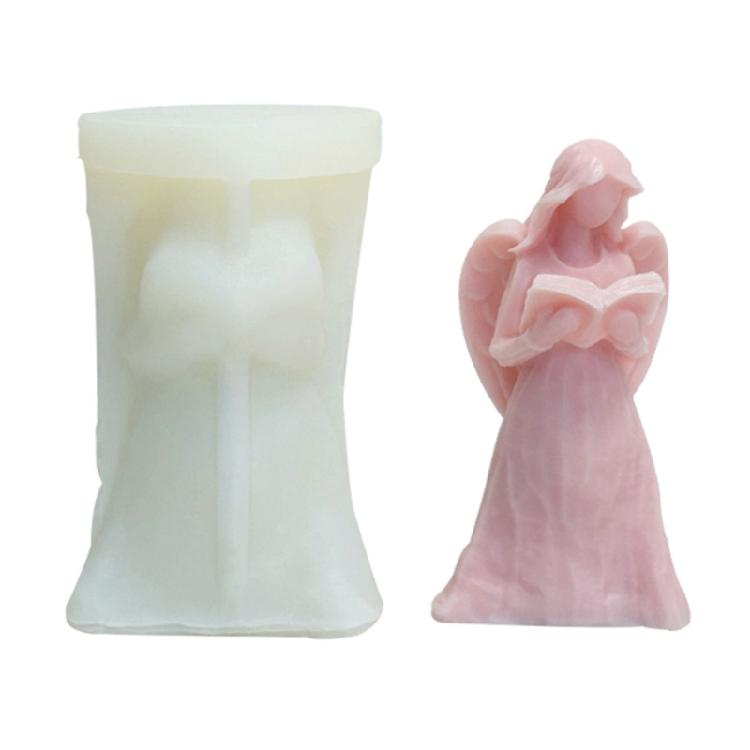Little Girl Candle Mould Guardian Holds Book Castings Silicone Molds Resin Molds