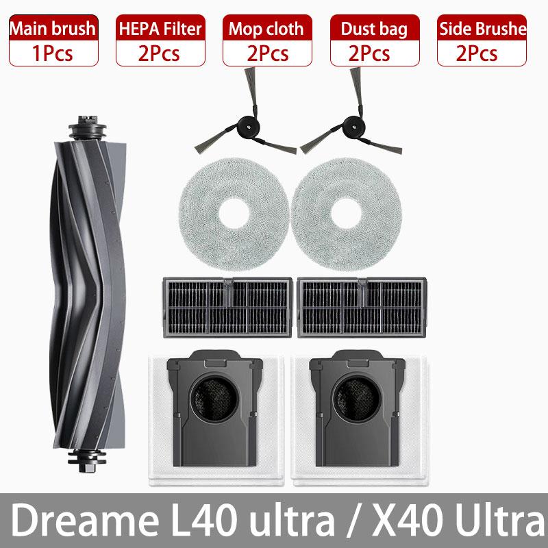 Dreame L40 Ultra / X40 Ultra / MOVA P50 Pro Ultra / P10 Pro Ultra Reservdelar Tillbehör Huvudsidoborste Filter Moppduk Damm