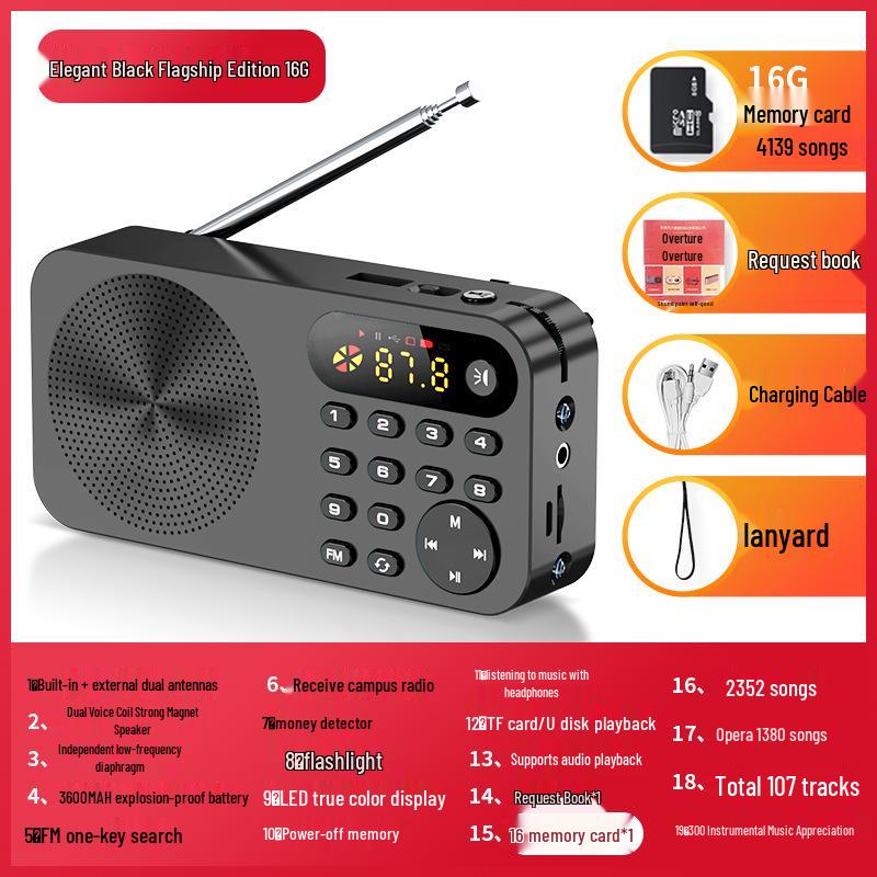 Keling Portable Rechargeable FM Radio & Music Player with Storytelling & Opera Functions