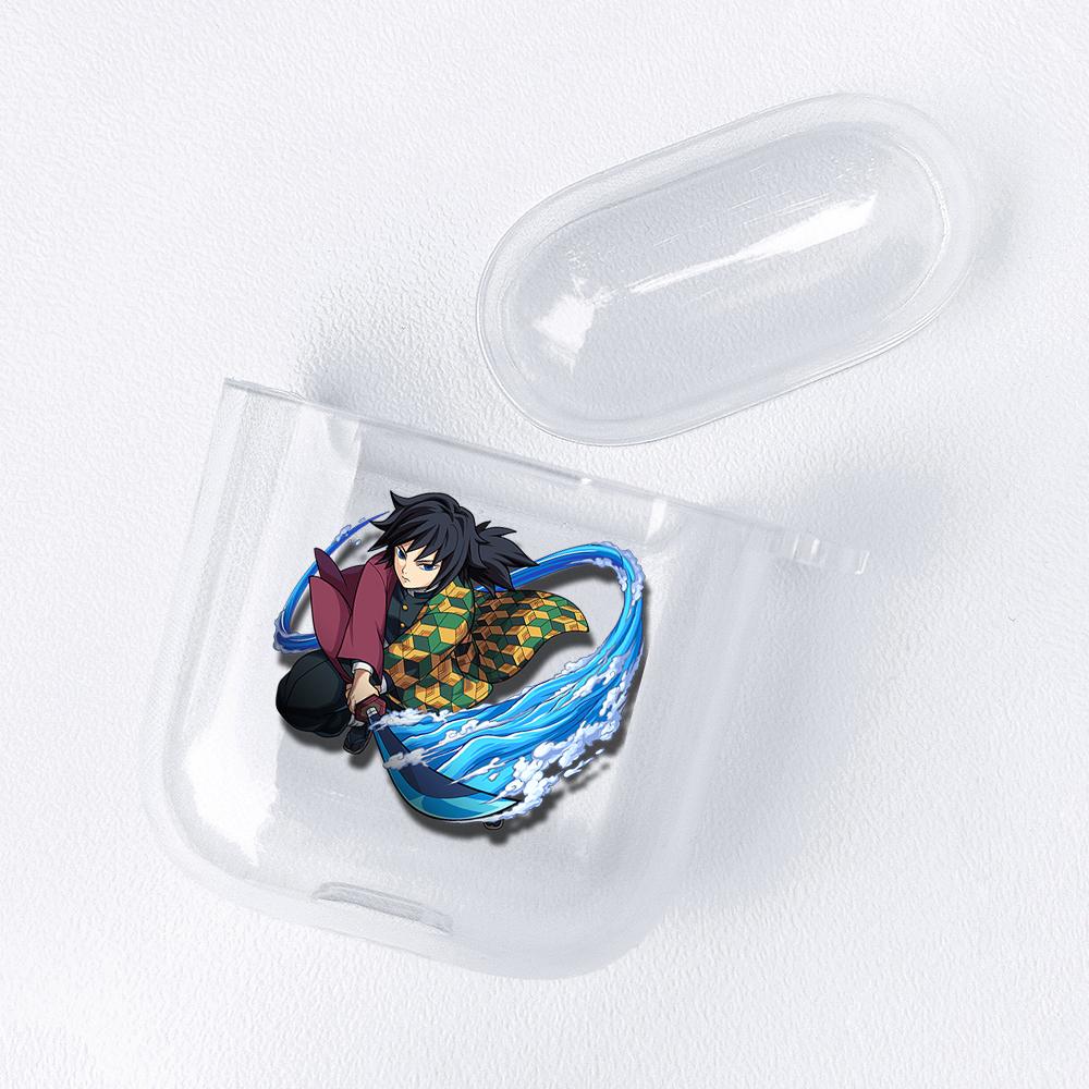 Demon Slayer Nezuko Zenitsu Tanjirou Transparent Airpods-veske for Funda Airpods 2/1-deksel Kimetsu No Yaiba Soft TPU-veske Coque