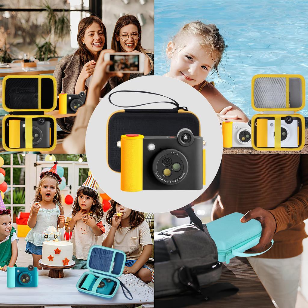 Lebakort Storage Case Compatible with Kodak Smile+ 2-in-1 Digital Instant Print Camera & Photo Printer (Black/Yellow Case)