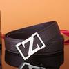 Men's Z Letter Business Casual Buffalo Leather Belt with Stainless Steel Buckle