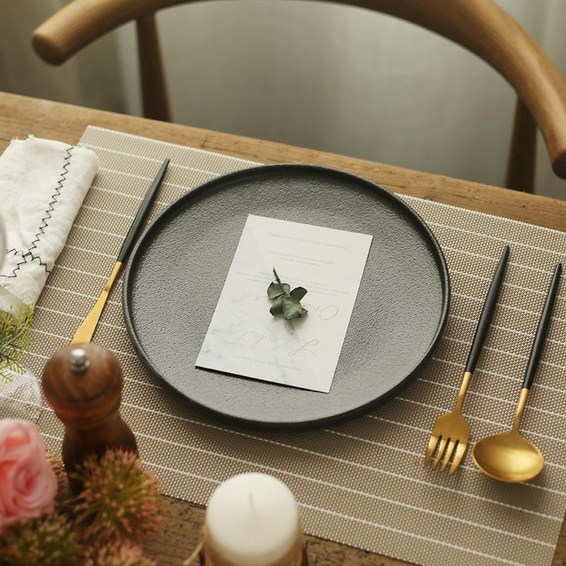 Japanese Creative Quicksand Plate Steak Plate Fruit Plate Western Restaurant Pasta Plate Ceramic Dish Frosted Flat Plate Cake Tray