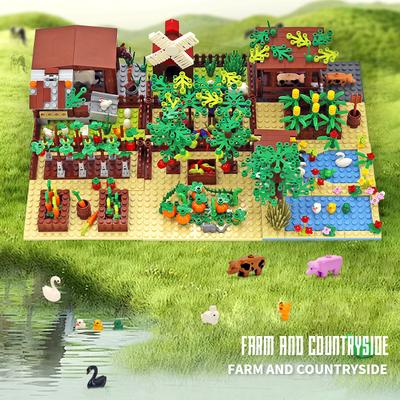 MOC Farm Animals Stromy Rostliny Stavebnice Hračky Kurník Bloky Hračky pro Děti Dárky se Zeleninou Ovocem Cihly Díly
