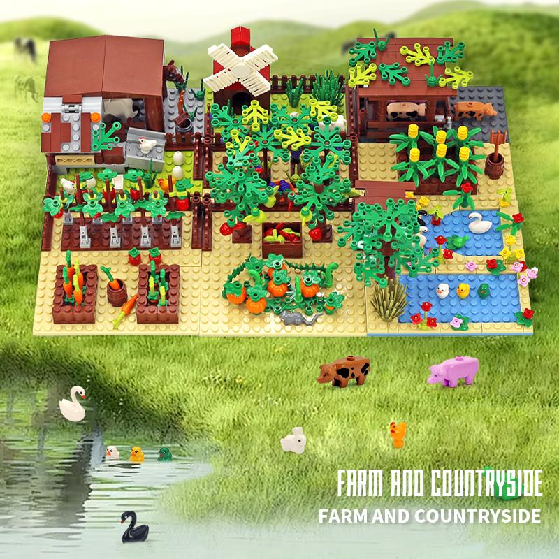 Interesting Toys Unisex Kids Moc Farm Animals Trees Plants Building Blocks Toys Henhouse Blocks Toys For Children Gifts With Vegetables Fruits Bricks Parts