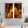2pcs,2D plane printing Creative Curtains Cozy Fireplace Scene with in Red & Dog Polyester Fabric (without rod) Art Deco Festive