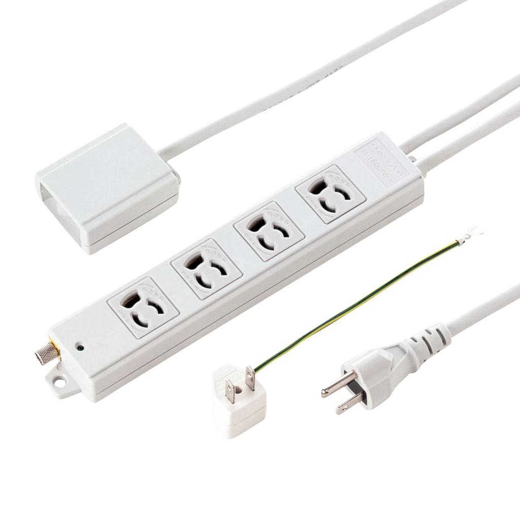 SANWA SUPPLY TAP-5433MGN2-3, Gray, 3-pin, 4-outlet, 3m, with Hand Switch