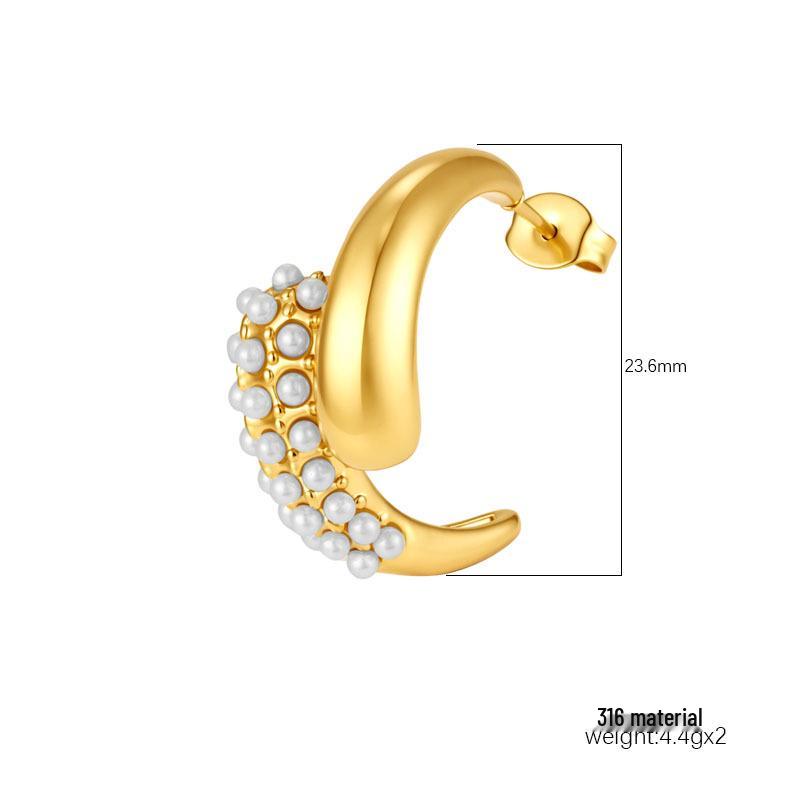 European & American Style Zirconia 18K Gold-Plated Stainless Steel Stud Earrings for Women