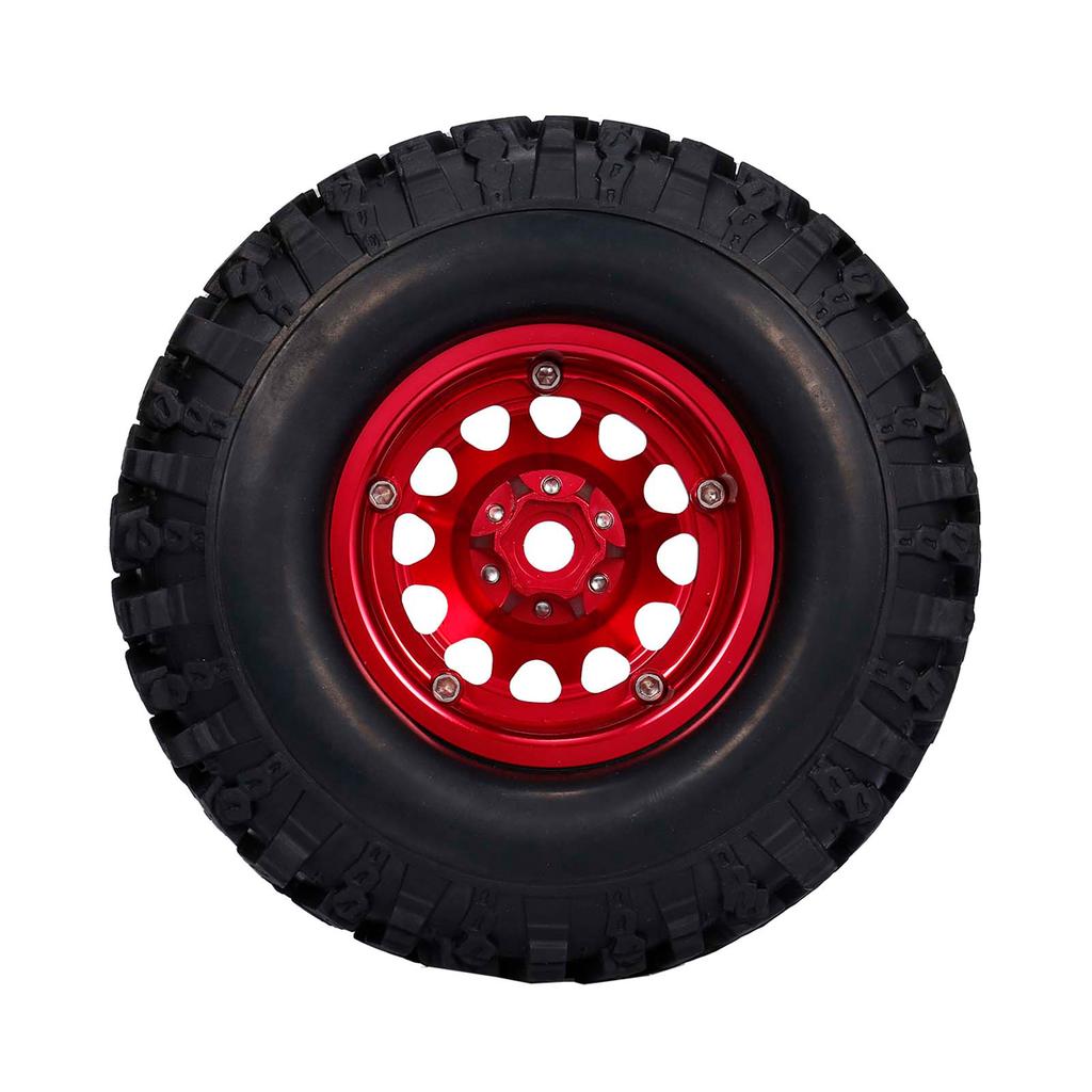 2PCS High Grip 2.2 Inch RC Rubber Tire Alloy Beadlock Rims Wheel Upgrade Parts for Traxxas Hsp Redcat Rc4wd  Axial