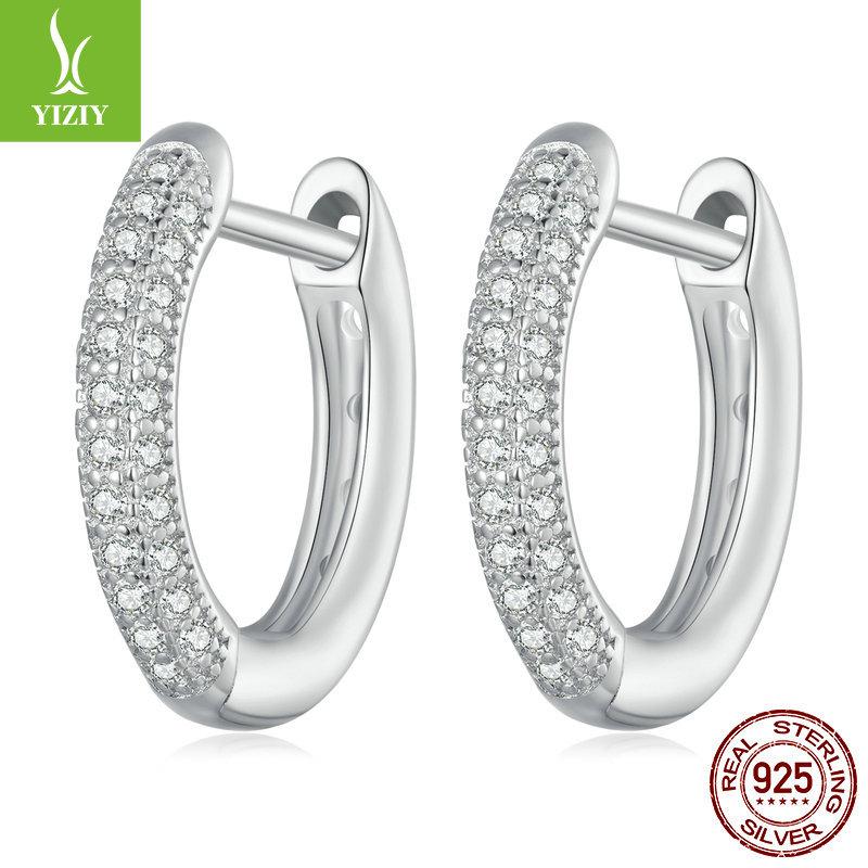 S925 Sterling Silver Earrings Women'S, Personalized High-End Zircon Ring Earrings Jewelry